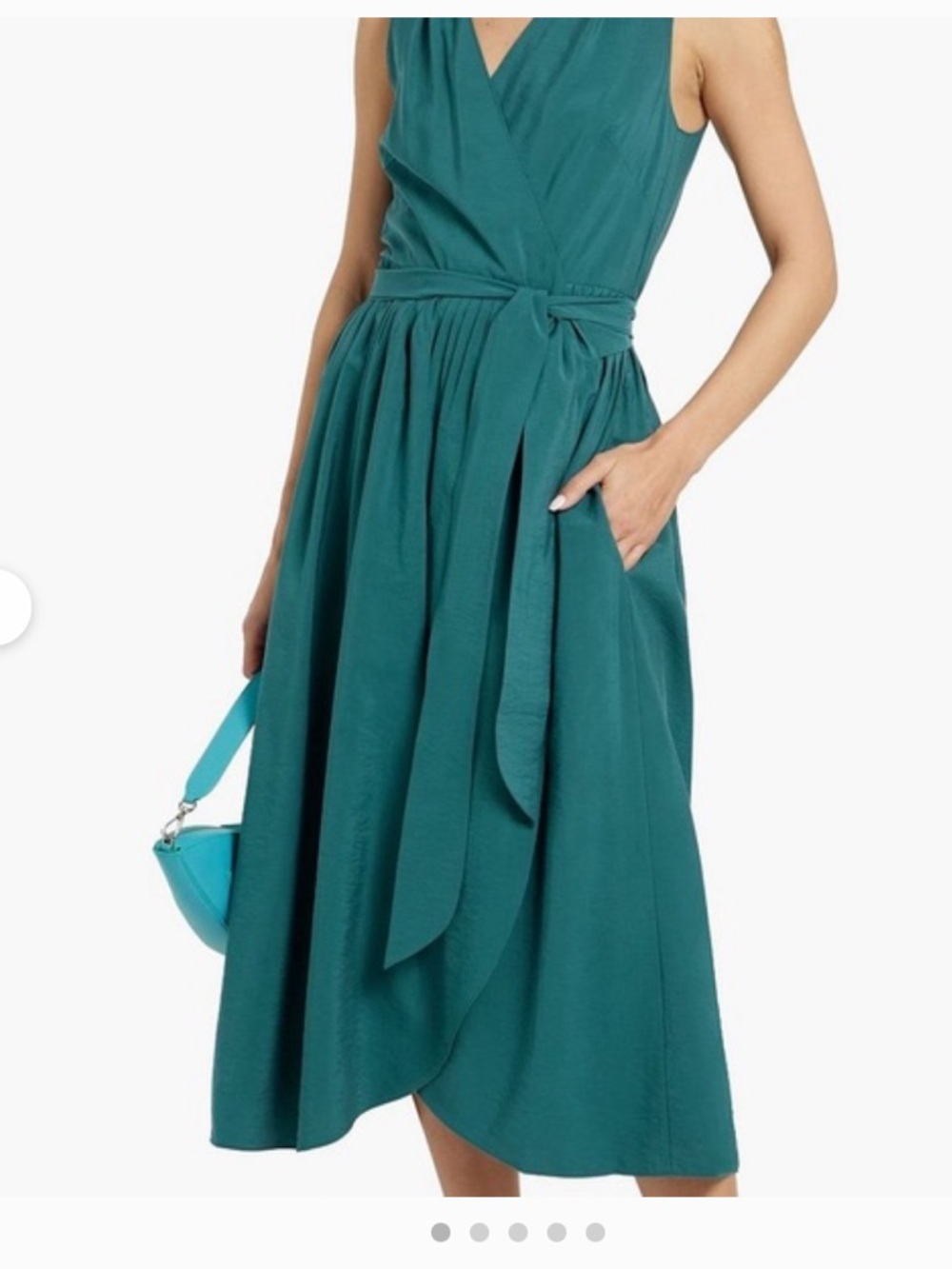 Vince Woman's Teal Midi Wrap Dress sz SMP